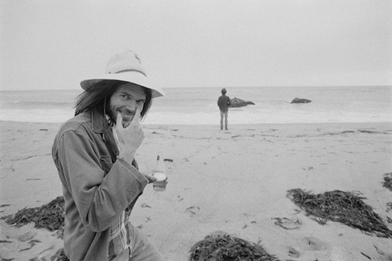 Musician Neil Young at the Beach