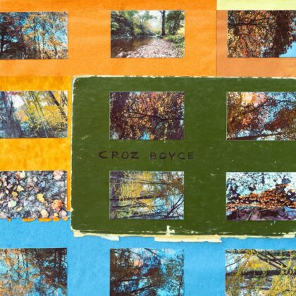 Colorful nature photo collage on orange, blue, and green panels with the text 'CROZ BOYCE' in the center.